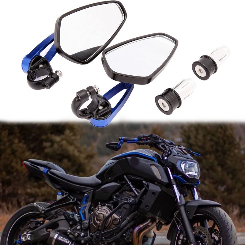 MISS MOLY Blue Universal Motorcycle Mirrors Bar End Side Mirror Compatible with Honda Scooter Suzuki Yamaha Kawasaki Victory - Image 2